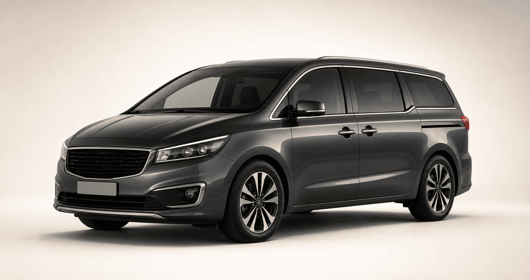 Dark grey people mover on a clean studio background